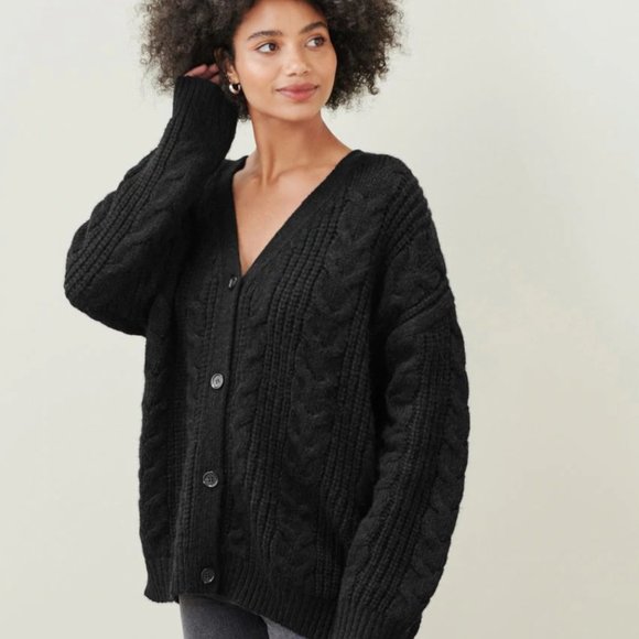 Jenni Kayne Sweaters - Jenni Kayne Cable Cocoon Cardigan in Black - XXL, NWT